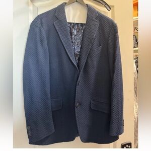 ETRO Cotton / Linen Blend Sport Coat Size 50 (40 US) In Blue/Navy.